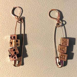 Grunge gunmetal safety pin earrings